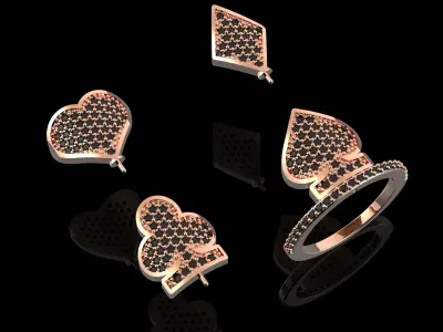  Fashion Poker Card Ring With Brilliants 3D Print Model 3D print model