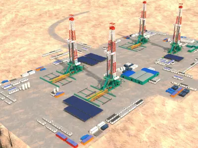 desert oilfield-oilfield drilling 3D model