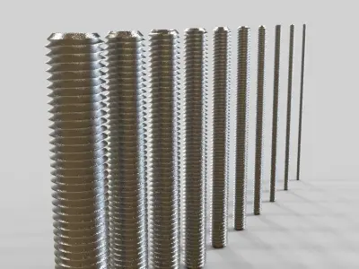 M3 to M20 x 120mm Threaded Bars 3D print model