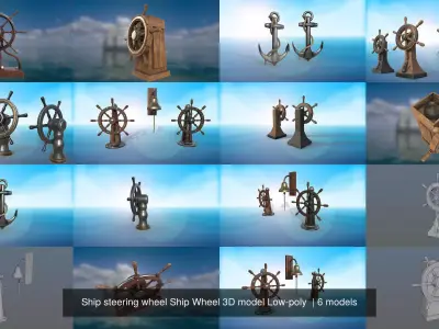 Ship steering wheel Ship Wheel 3D model Low-poly  3D Model Pack
