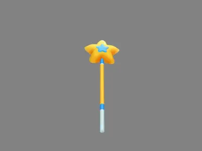 Cartoon Pentagram Wand Low-poly 3D model