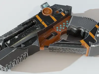 Sci-fi Pistol Low-poly 3D model 6