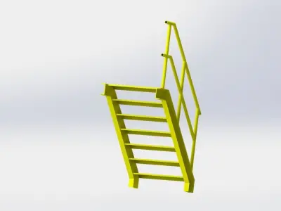Steel stair  Low-poly 3D model