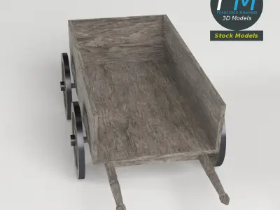 Wooden wagon 3D model purchase