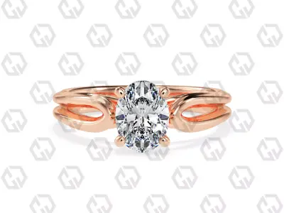 Ring 226 Oval shape split shank solitaire ring with Gems 3D print model