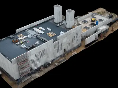 building tech facility terrain drone scan 3D model