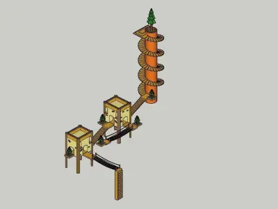 Temple 5 - Tree Temple Low-poly 3D model