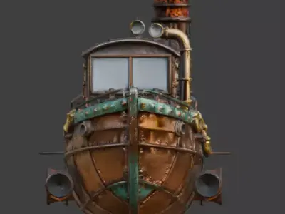 Realistic Antiquated Steampunk Space Shuttle 3D Model Low-poly 3D model