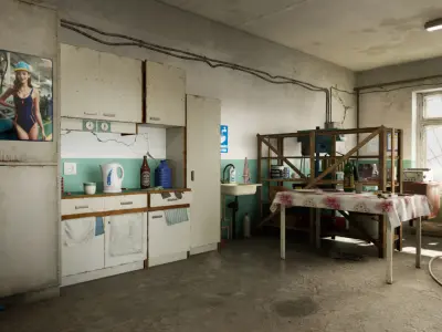 Post Soviet Workshop  - UE5 Low-poly 3D model