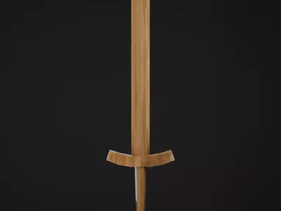Low Poly Wooden Sword Free low-poly 3D model
