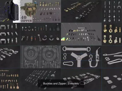 Buckles and Zipper 3D Model Pack
