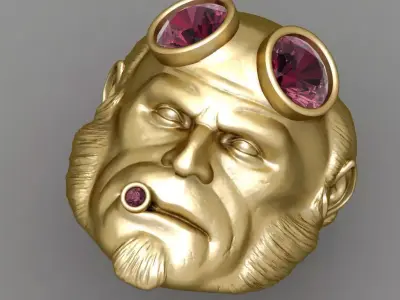 Pink Diamond Antique Gents Signet Ring 3D print model