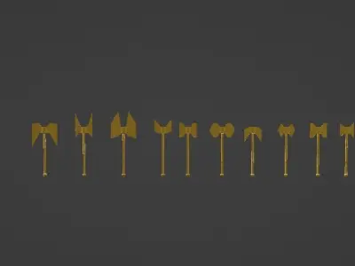 Dwarven package weapons Low-poly 3D model