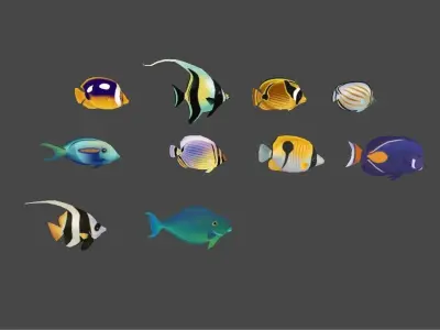 3D Casual Fish Animation Pack Low-poly 3D model