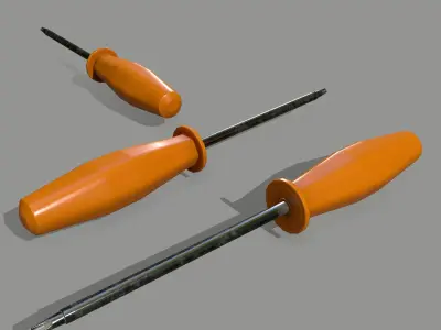 screwdriver orange Low-poly 3D model purchase