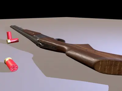 Shotgun IZH axe Low-poly 3D model