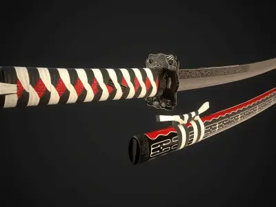 Wakizashi 02 Low-poly 3D model