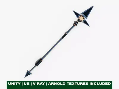 3D Fantasy Spear 03 Glow With PBR Low-poly 3D model