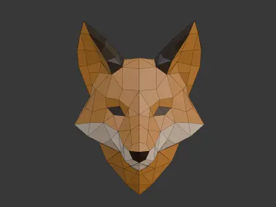 Head Fox Lowpoly Origami Decoration Low-poly 3D model