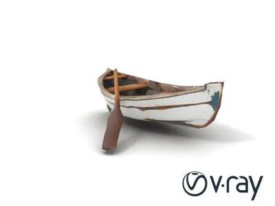 Weathered Rowboat and Oars Historical model pack Low-poly 3D model