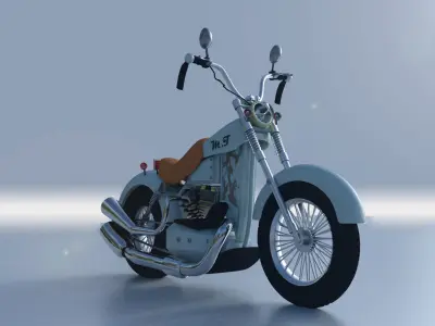 stylized motorcycle Low-poly 3D model
