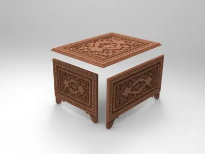 Vintage Hand-Carved Jewelry Chest 3D print model