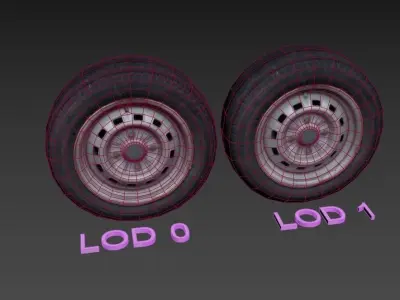 Wheel tyres Low-poly 3D model