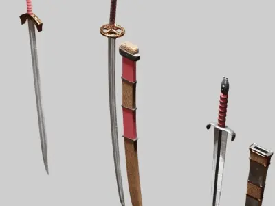Katana Dagger Falchion Sword 3D Model Free 3D model