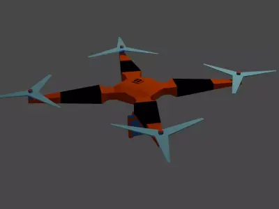 Drone orange and with propellers Free low-poly 3D model