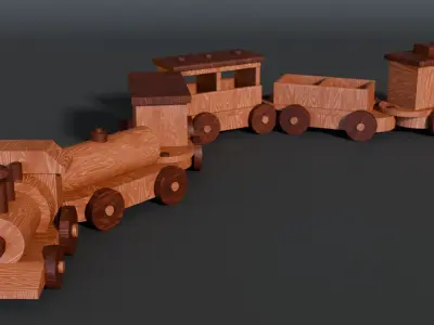 Wooden Christmas Train 3D model