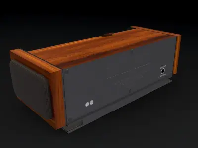 Retro Woodgrain Flip Clock Radio Low-poly 3D model