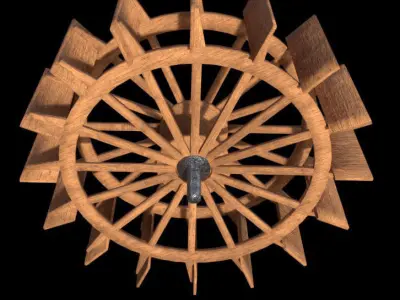 Water Wheel - PBR - Textured Low-poly 3D model