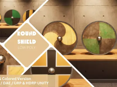 Round Shield - Lowpoly Textured and Colorbased  Low-poly 3D model