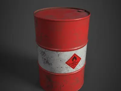 Worn Metal Barrels Low-poly 3D model