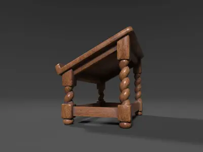 Old Carved Wood Lectern Book Holder Low-poly 3D model
