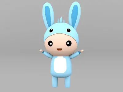 Chibi Rabbit Animated For Games Free low-poly 3D model