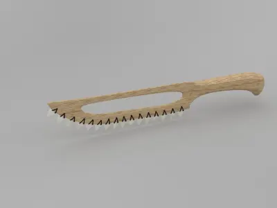 combat knife made of the teeth of sharks hipoly 3D model