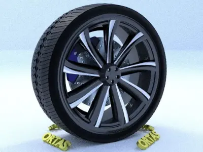 ORTAS CAR RIM 59 GAME READY RIM TIRE AND DISC 3D model