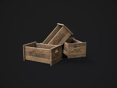 Wooden Crate Props Low-poly 3D model