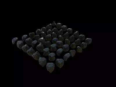 Realistic Asphalt Splashed Road Stone Set 50 Urban Rock Models 3D model