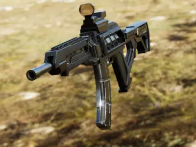 Realistic 3d assault rifle BLACK Low-poly 3D model