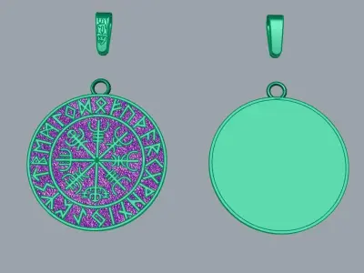 norse mythology odin logo runavon pendent 3D print model purchase