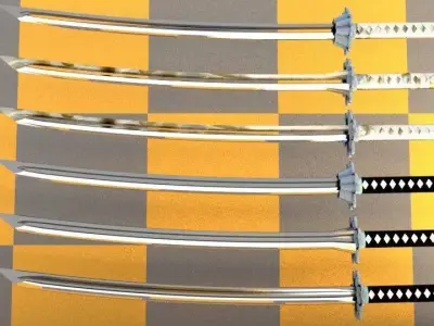 One Set of Katana Blade Low-poly 3D model