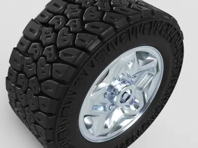 Off road tire and rim with and without dirt textures  3D model