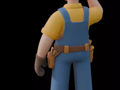 Construction Worker Cartoon Builder 3D model