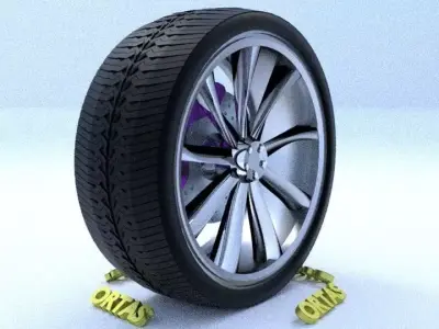 ORTAS CAR RIM 52 GAME READY RIM TIRE AND DISC 3D model