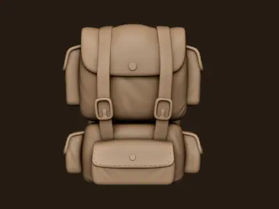 Desert Camouflage Backpack - Character Military Low-poly 3D model