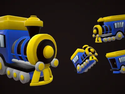 TRAIN LOCOMOTIVE CARTOON STYLIZED Low-poly 3D model