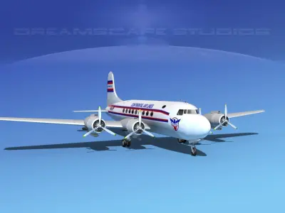Douglas DC-4 Continental Airlines 3D model
