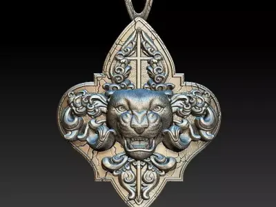  Pendant Panther  and  cherub 3D model